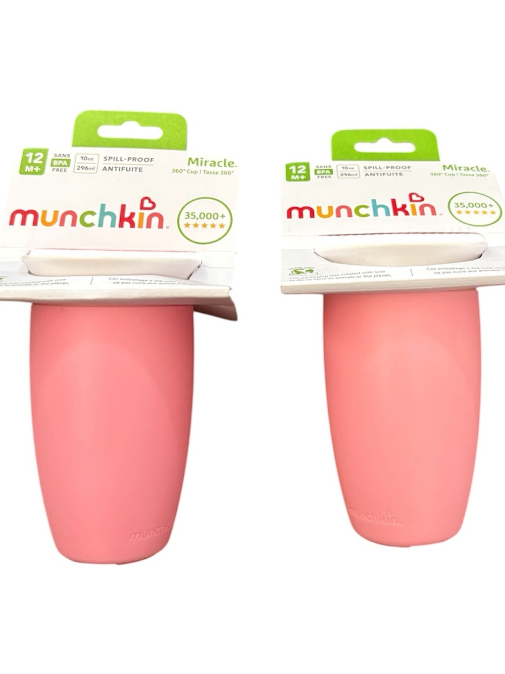 Munchkin Soft-Touch Spill-Proof Training - 2 Cup - Coral Pink - 12 months +